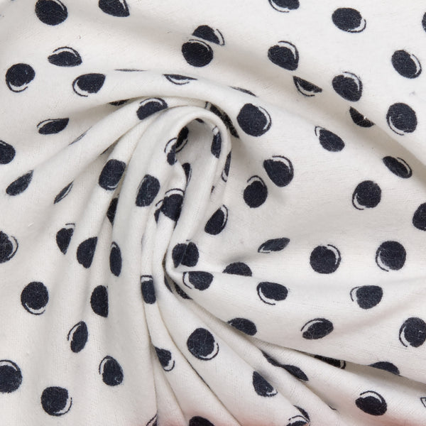 Wide Printed Flannelette - MOLLY - Cercles - White