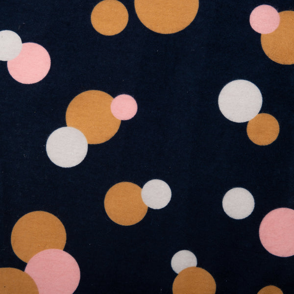 Wide Printed Flannelette - MOLLY - Dots - Navy