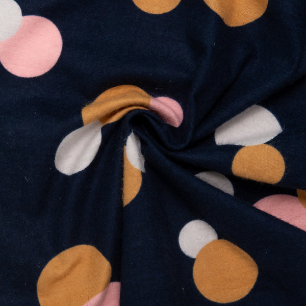 Wide Printed Flannelette - MOLLY - Dots - Navy