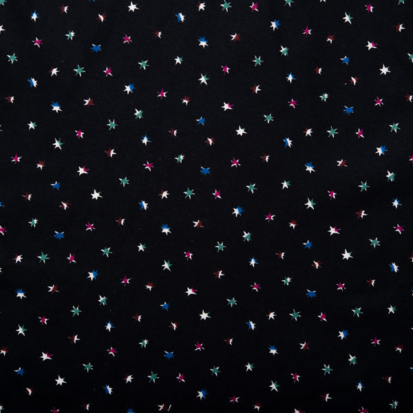 Wide Printed Flannelette - MOLLY - Stars - Black