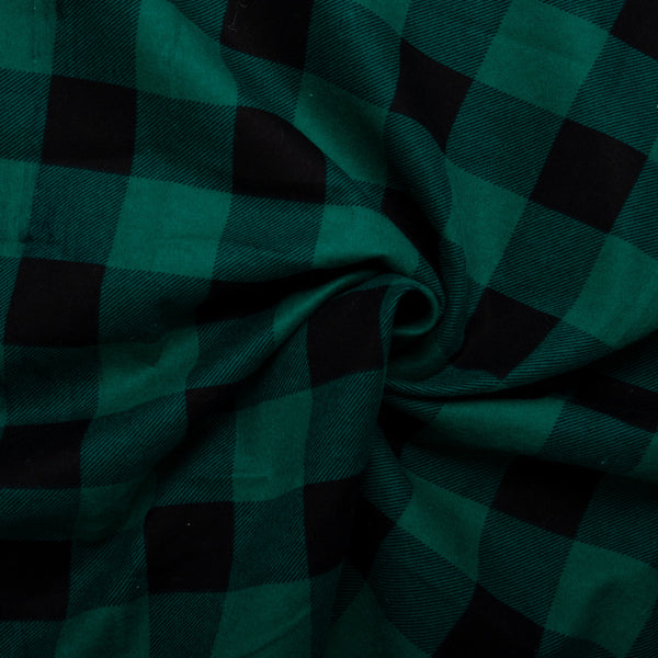 Wide Printed Flannelette - MOLLY - Buffalo plaids - Green
