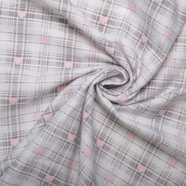 Wide Printed Flannelette - MOLLY - Plaids - White