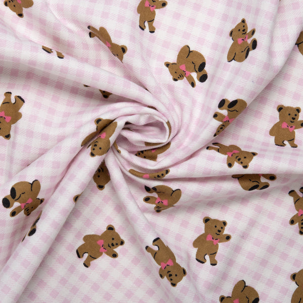 Wide Printed Flannelette - MOLLY - Teddy bears - White