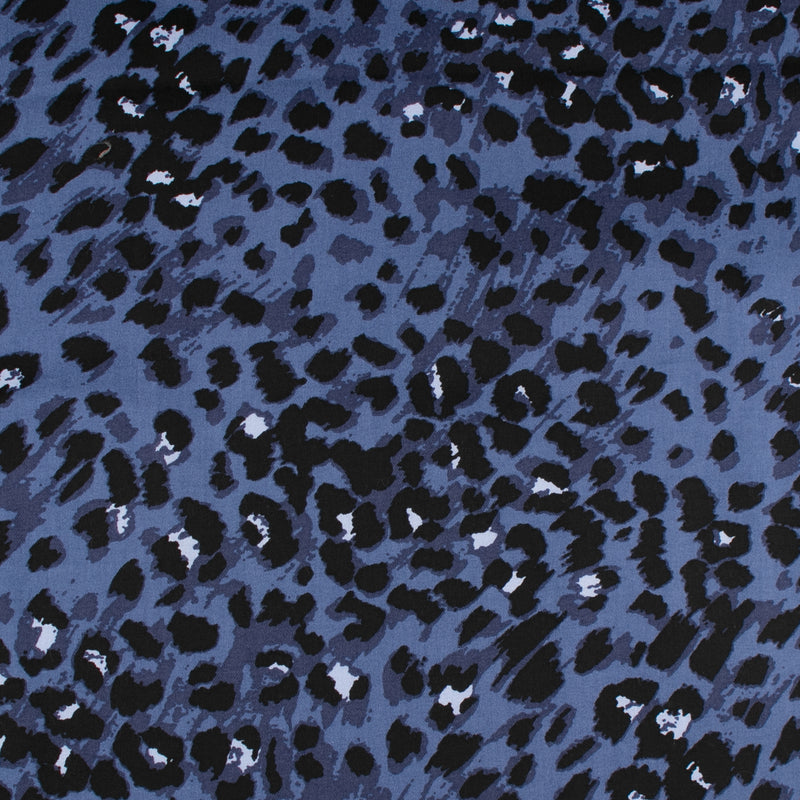 Flanellette imprimée grande largeur - MOLLY - Léopard - Bleu