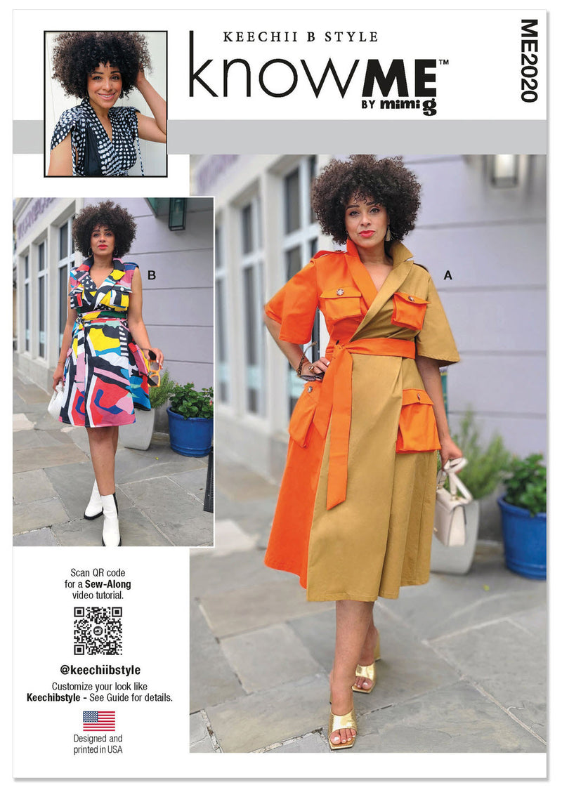 ME2020 Misses' and Women's Wrap Dress With Belt by Keechii B Style (20W-22W-24W-26W-28W)