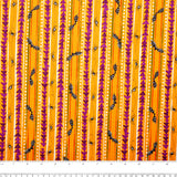 Printed cotton - SCAREDY CATS - Stripes / Spiders - Orange