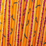 Printed cotton - SCAREDY CATS - Stripes / Spiders - Orange