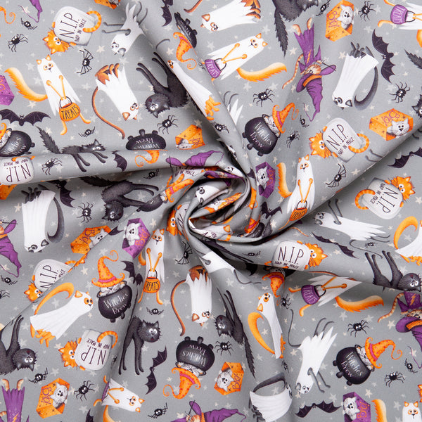Printed cotton - SCAREDY CATS - Cats - Grey