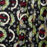 Printed Cotton - FARMHOUSE CHRISTMAS - Christmas wreath - Black