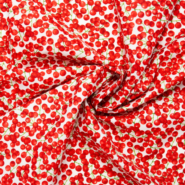 Printed Cotton - HOLLY BERRY PARK - Berries - White