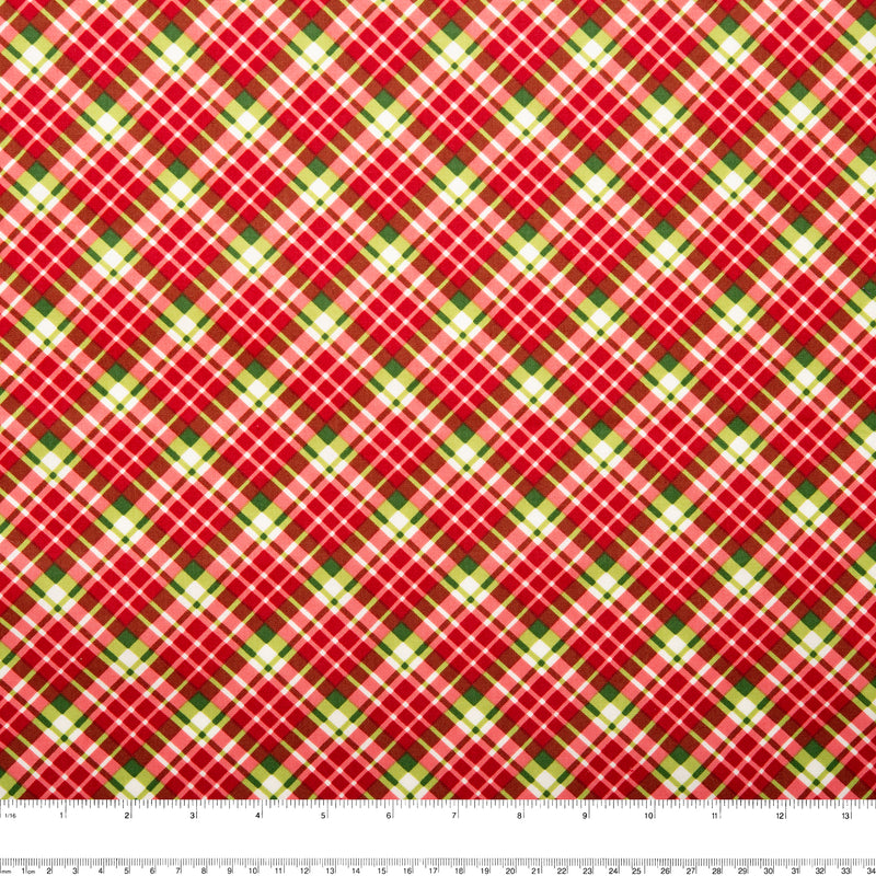 Printed Cotton - HOLLY BERRY PARK - Plaids - Red