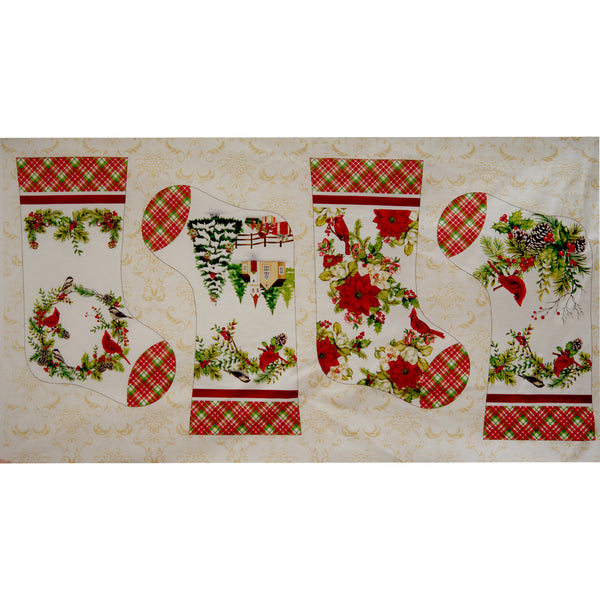 Printed Cotton - HOLLY BERRY PARK - Panel sock 24'' x 44'' (65cm x 112cm) - Red