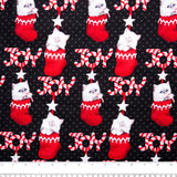 Coton imprimé - <CHRISTMAS PETS> - Bas de Noël chat - Noir