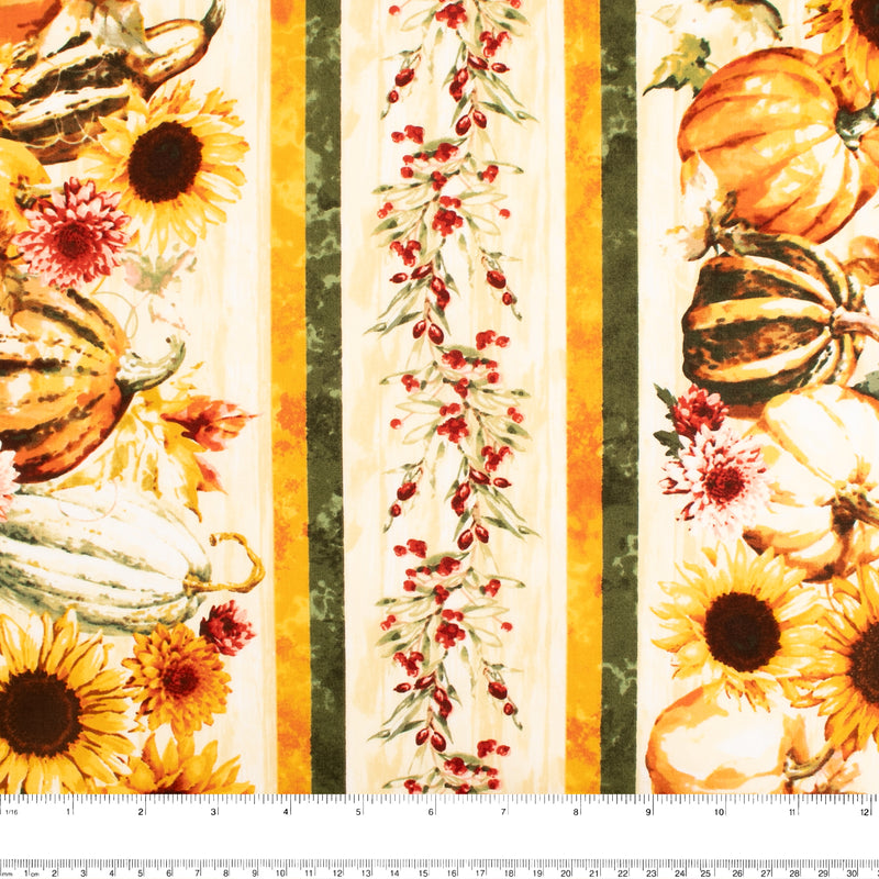 Printed Cotton - FALL INTO AUTUMN - Pumkin stripe - Yellow