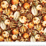 Printed Cotton - FALL INTO AUTUMN - Pumkins - Brown