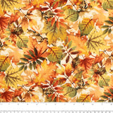 Printed Cotton - FALL INTO AUTUMN - Leafs - Yellow