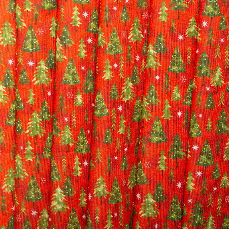 Printed Cotton - HOLIDAY MINIS - Firs - Red