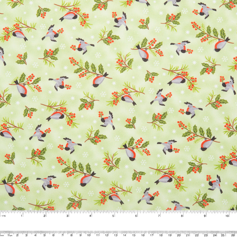 Printed Cotton - HOLIDAY MINIS - Birds - Green