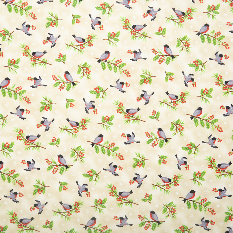 Printed Cotton - HOLIDAY MINIS - Birds - Beige