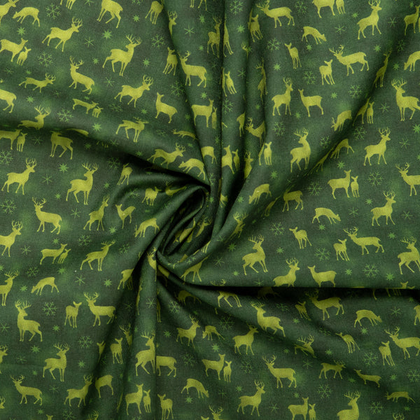 Printed Cotton - HOLIDAY MINIS - Deers - Green