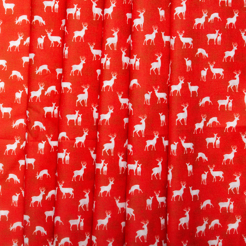 Printed Cotton - HOLIDAY MINIS - Deers - Red