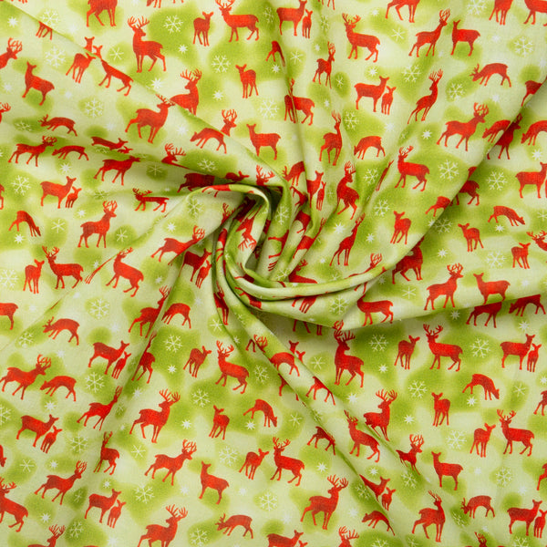 Printed Cotton - HOLIDAY MINIS - Deers - Light green
