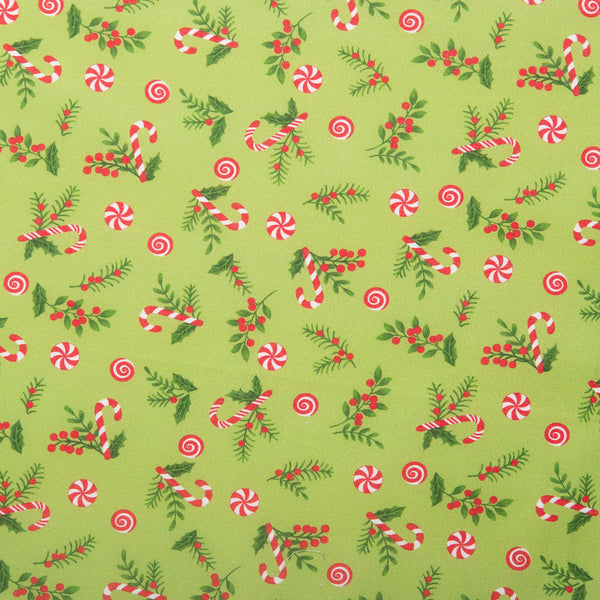 Printed Cotton - HOLIDAY MINIS - Candy cane - Green