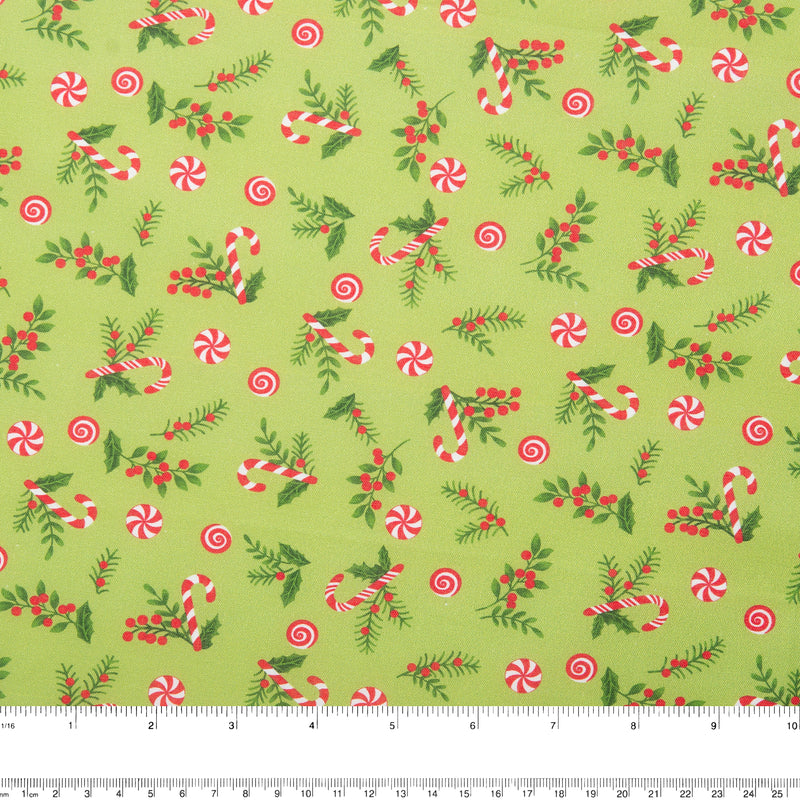 Printed Cotton - HOLIDAY MINIS - Candy cane - Green