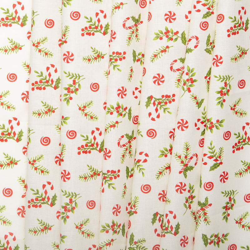 Printed Cotton - HOLIDAY MINIS - Candy cane - White