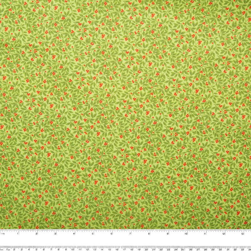 Printed Cotton - HOLIDAY MINIS - Leafs - Light green