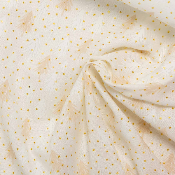 Printed sparkle cotton - Firs - Gold