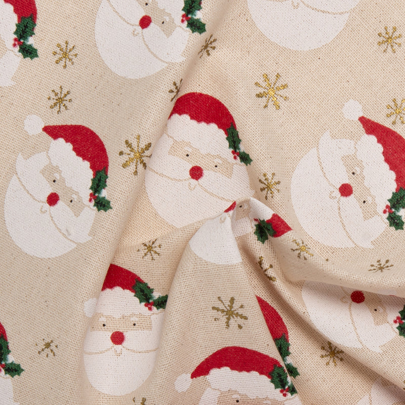 Printed Cotton - <HOMESPUN HOLIDAYS> - Santa clause - Beige