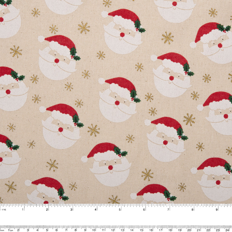 Printed Cotton - <HOMESPUN HOLIDAYS> - Santa clause - Beige
