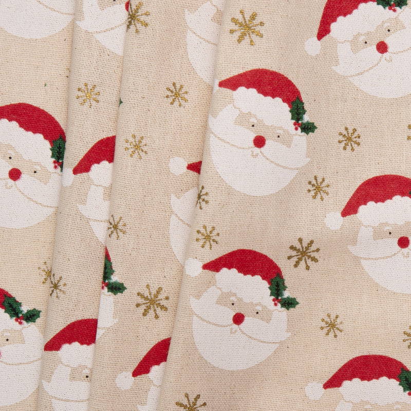 Printed Cotton - <HOMESPUN HOLIDAYS> - Santa clause - Beige