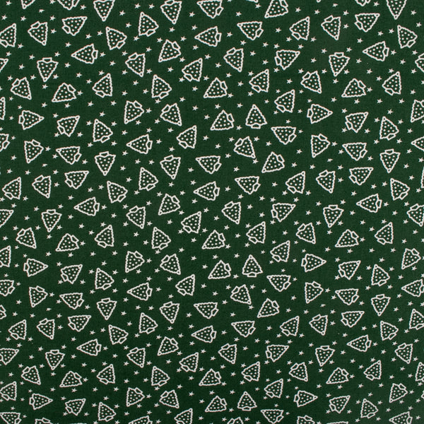 Coton imprimé de Noël - Sapins - Vert