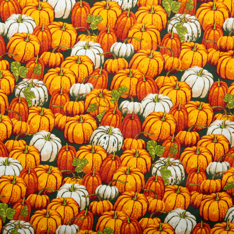 Printed Cotton - HARVEST FESTIVAL - Pumpkin - Green