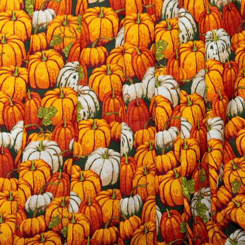 Printed Cotton - HARVEST FESTIVAL - Pumpkin - Green