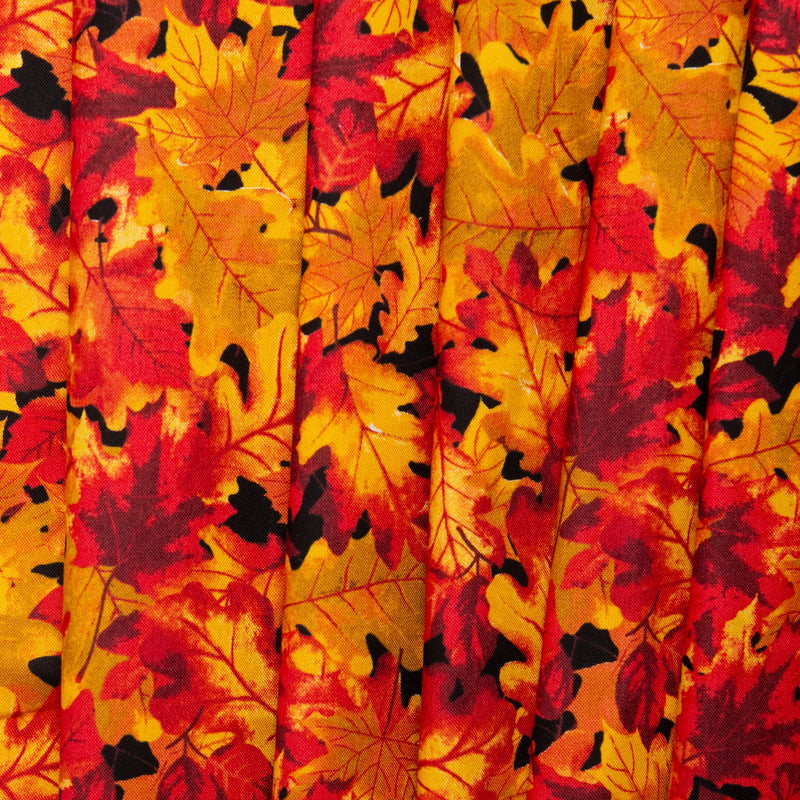 Printed Cotton - HARVEST FESTIVAL - Maple leafs - Black