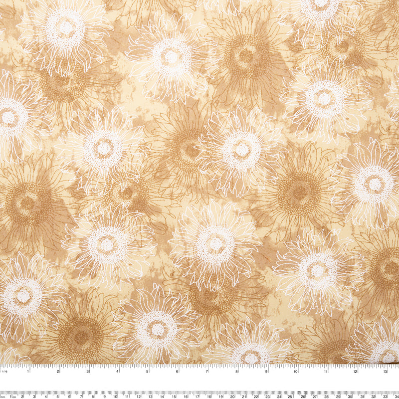 Printed Cotton - HARVEST FESTIVAL - Sunflowers - Cream