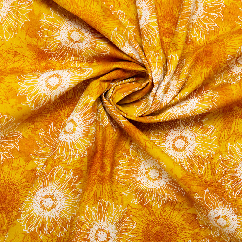 Printed Cotton - HARVEST FESTIVAL - Sunflowers - Yellow