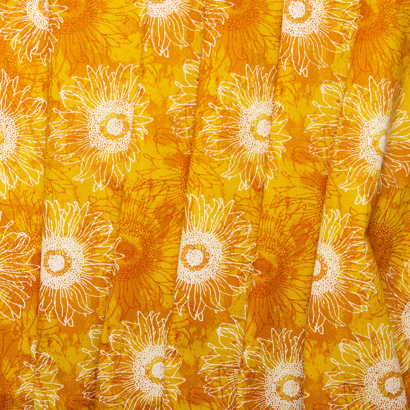 Printed Cotton - HARVEST FESTIVAL - Sunflowers - Yellow