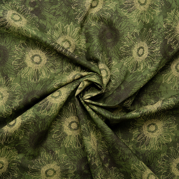 Printed Cotton - HARVEST FESTIVAL - Sunflowers - Green