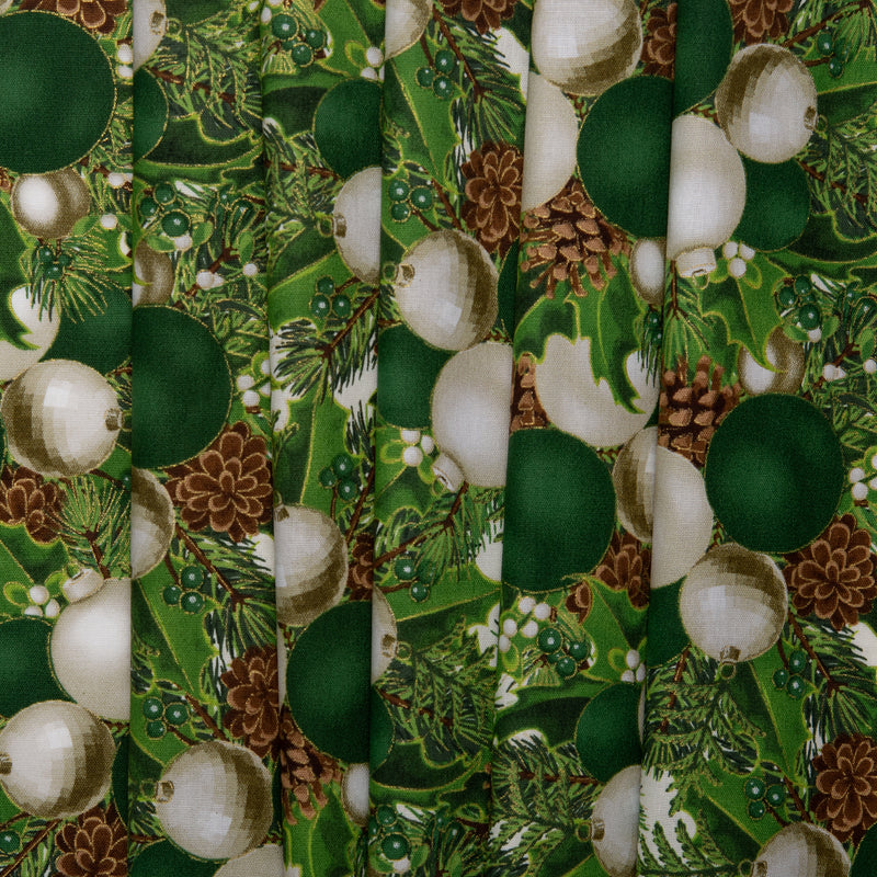 Printed Cotton - ELEGANCE CHRISTMAS - Christmas ornements - Green