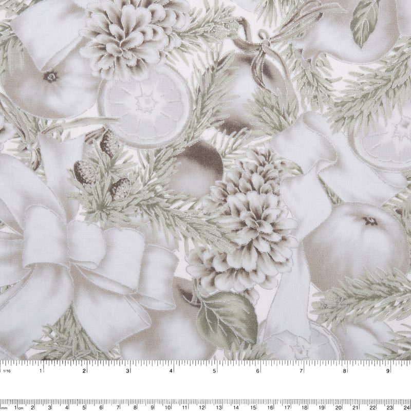 Printed Cotton - ELEGANCE CHRISTMAS - Ribbons - White