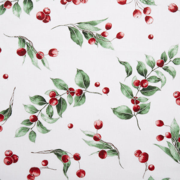 Printed Cotton - ELEGANCE CHRISTMAS - Berry - White