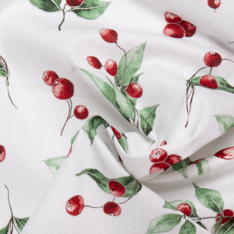 Printed Cotton - ELEGANCE CHRISTMAS - Berry - White