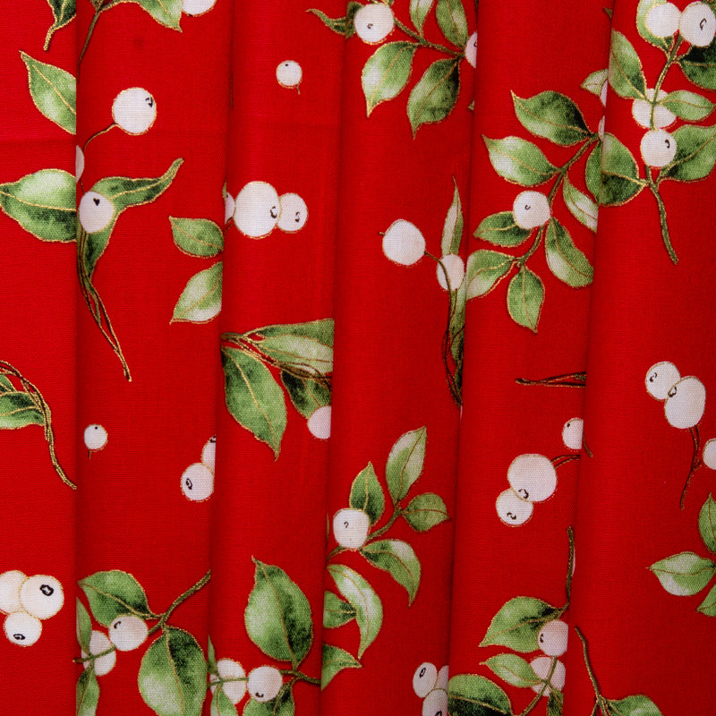Printed Cotton - ELEGANCE CHRISTMAS - Berry - Red