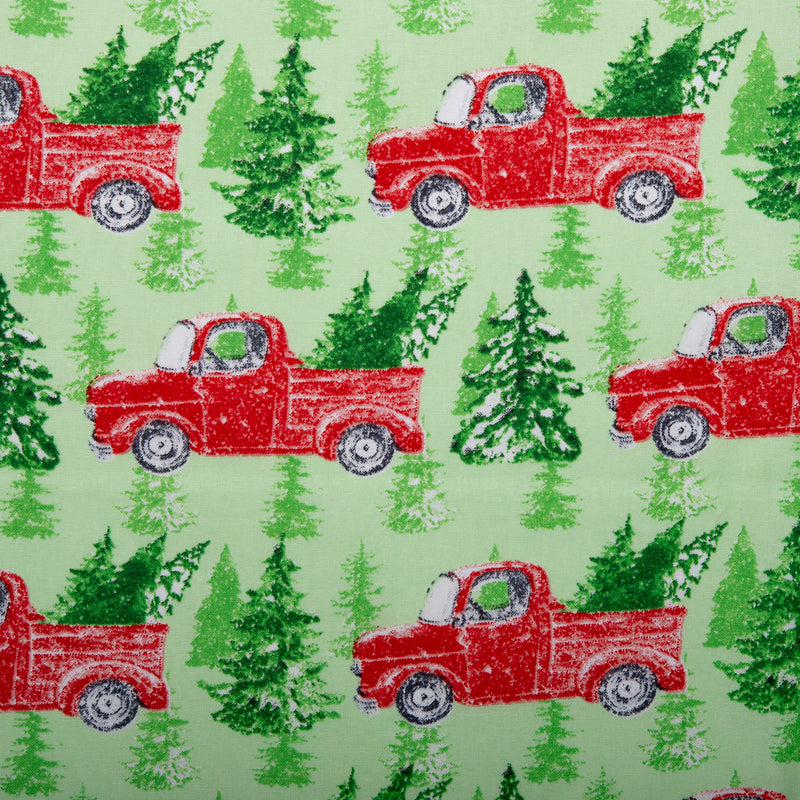 Printed Cotton - CHRISTMAS MAGIC - Red truck - Green