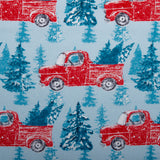 Printed Cotton - CHRISTMAS MAGIC - Red truck - Blue