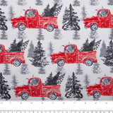 Printed Cotton - CHRISTMAS MAGIC - Red truck - White